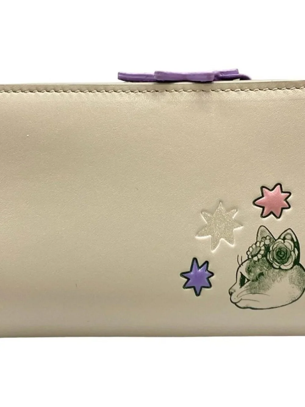 GUCCI Yuko Higuchi 860650 Light gray Dark Green Multi Leather - Bifold Wallet - Picture 2 of 11